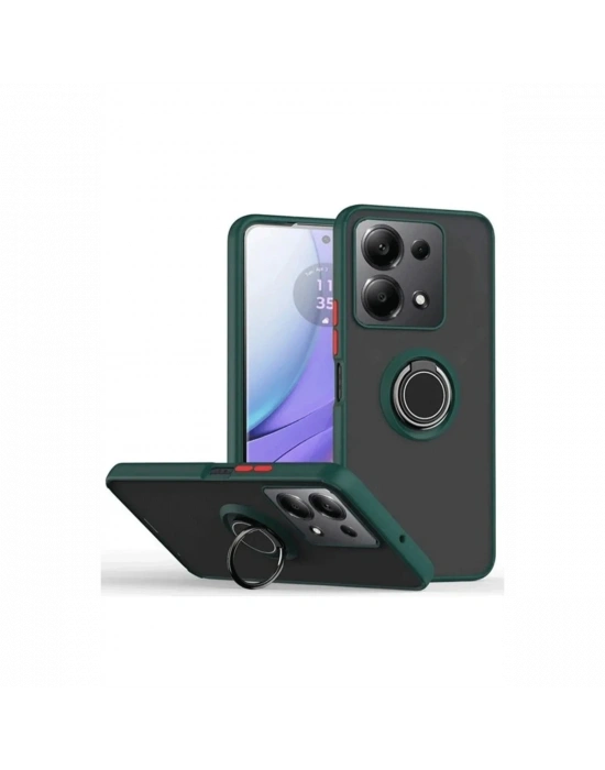 Newface Xiaomi Redmi Note 13 Pro 5G Kılıf Montreal Yüzüklü Silikon Kapak - Yeşil