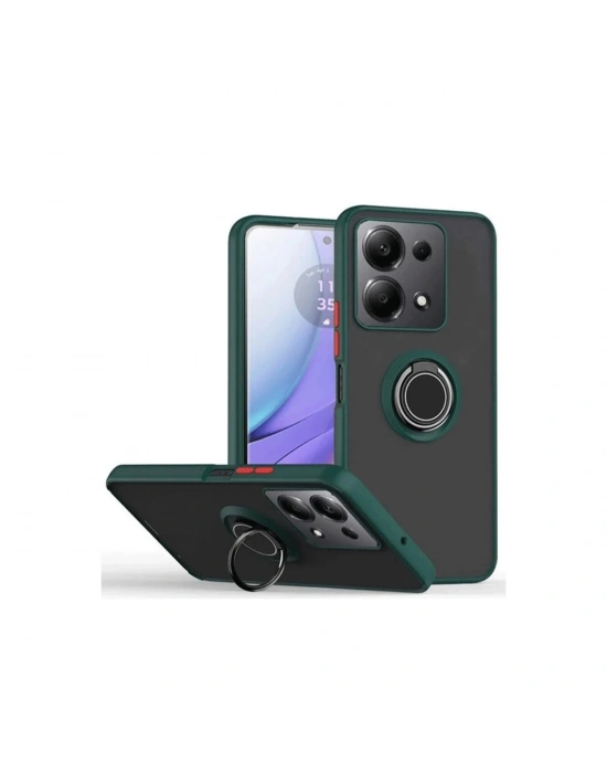 Newface Xiaomi Redmi Note 13 Pro 5G Kılıf Montreal Yüzüklü Silikon Kapak - Yeşil