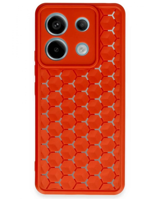 Newface Xiaomi Redmi Note 13 Pro 5G Kılıf Petek Silikon Kapak - Kırmızı