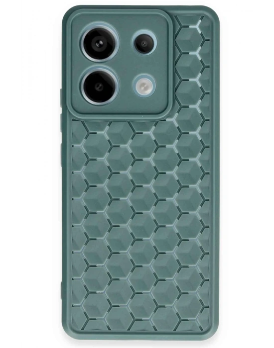 Newface Xiaomi Redmi Note 13 Pro 5G Kılıf Petek Silikon Kapak - Koyu Yeşil