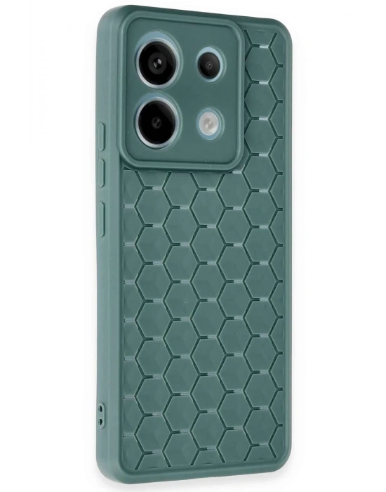 Newface Xiaomi Redmi Note 13 Pro 5G Kılıf Petek Silikon Kapak - Koyu Yeşil