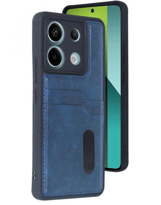 Newface Xiaomi Redmi Note 13 Pro 5G Kılıf Sara Kartvizitli Deri Kılıf - Lacivert
