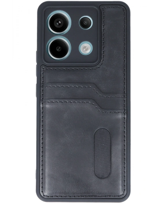 Newface Xiaomi Redmi Note 13 Pro 5G Kılıf Sara Kartvizitli Deri Kılıf - Siyah