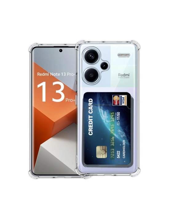 Newface Xiaomi Redmi Note 13 Pro Plus Kılıf Kart Şeffaf Silikon - Şeffaf