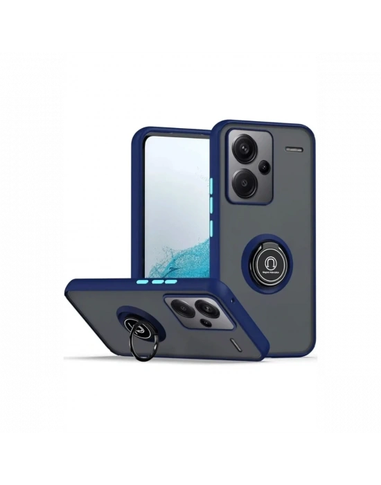 Newface Xiaomi Redmi Note 13 Pro Plus Kılıf Montreal Yüzüklü Silikon Kapak - Lacivert
