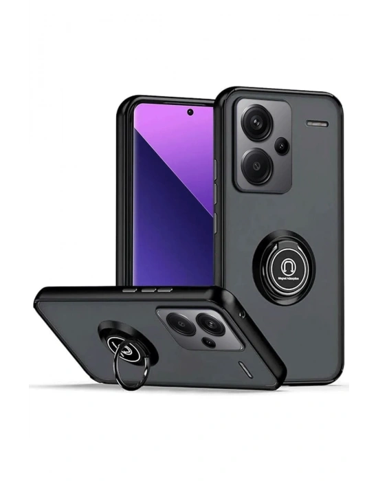 Newface Xiaomi Redmi Note 13 Pro Plus Kılıf Montreal Yüzüklü Silikon Kapak - Siyah