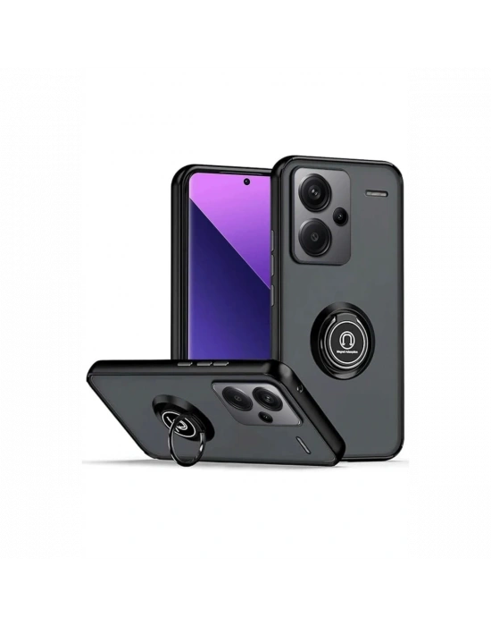 Newface Xiaomi Redmi Note 13 Pro Plus Kılıf Montreal Yüzüklü Silikon Kapak - Siyah