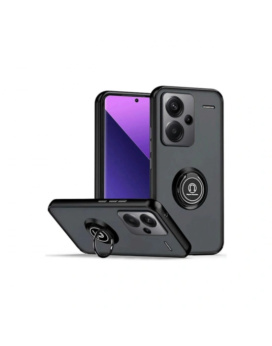 Newface Xiaomi Redmi Note 13 Pro Plus Kılıf Montreal Yüzüklü Silikon Kapak - Siyah