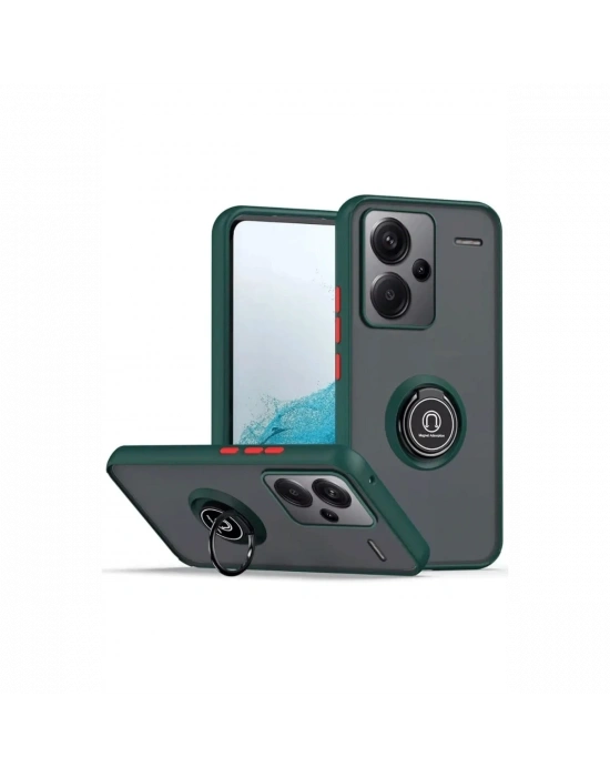 Newface Xiaomi Redmi Note 13 Pro Plus Kılıf Montreal Yüzüklü Silikon Kapak - Yeşil