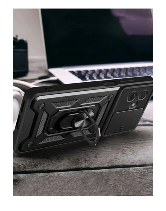 Newface Xiaomi Redmi Note 13 Pro Plus Kılıf Pars Lens Yüzüklü Silikon - Siyah