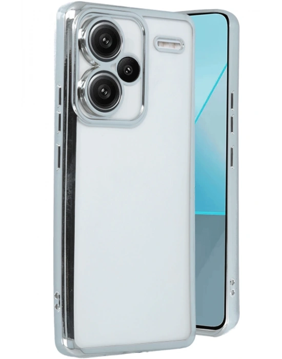 Newface Xiaomi Redmi Note 13 Pro Plus Kılıf Razer Lensli Silikon - Gümüş