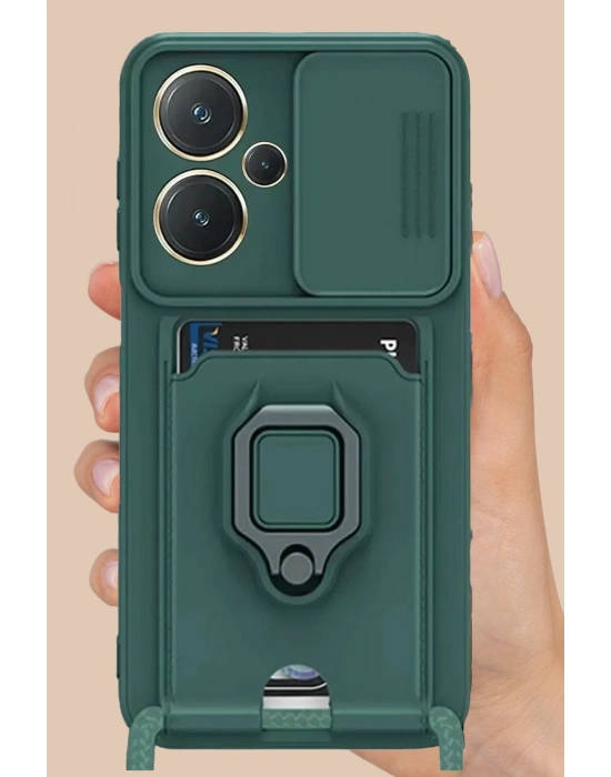 Newface Xiaomi Redmi Note 13 Pro Plus Kılıf Zuma Kartvizitli Yüzüklü Silikon - Kırmızı