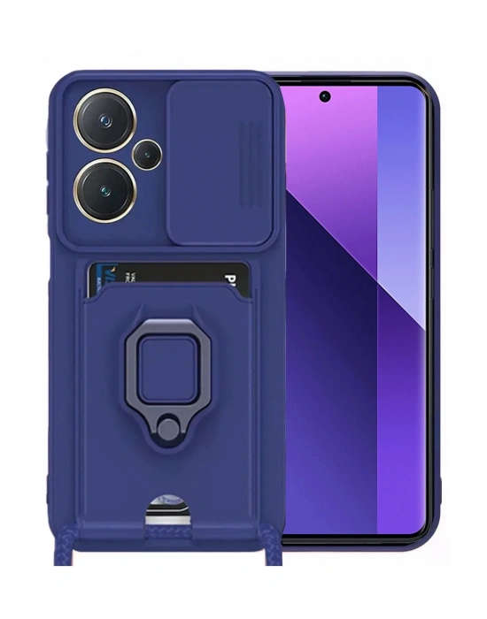 Newface Xiaomi Redmi Note 13 Pro Plus Kılıf Zuma Kartvizitli Yüzüklü Silikon - Lacivert