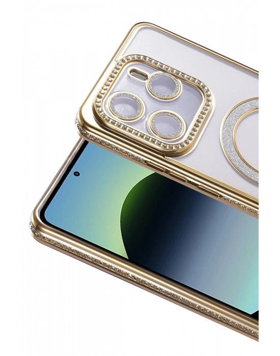 Newface Xiaomi Redmi Note 14 4G Joke Simli Magneticsafe Kılıf - Gold