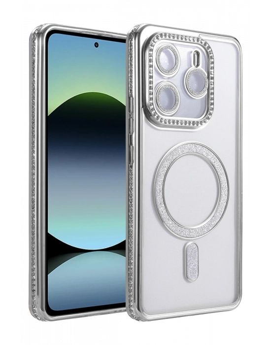 Newface Xiaomi Redmi Note 14 4G Joke Simli Magneticsafe Kılıf - Gümüş