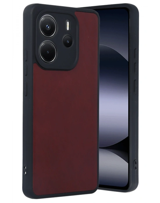 Newface Xiaomi Redmi Note 14 4G Kılıf Aras Deri Kapak - Bordo