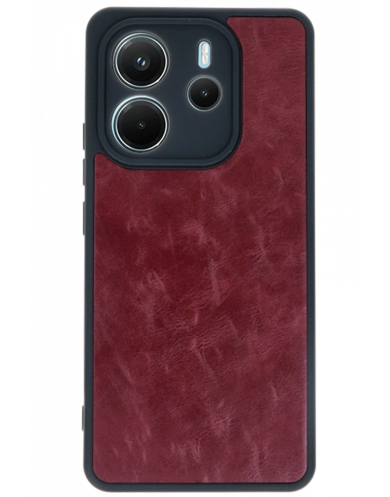 Newface Xiaomi Redmi Note 14 4G Kılıf Aras Deri Kapak - Bordo