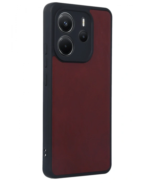 Newface Xiaomi Redmi Note 14 4G Kılıf Aras Deri Kapak - Bordo