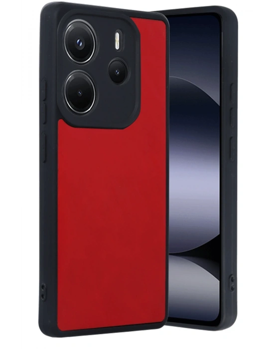 Newface Xiaomi Redmi Note 14 4G Kılıf Aras Deri Kapak - Kırmızı