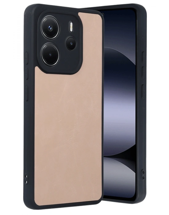 Newface Xiaomi Redmi Note 14 4G Kılıf Aras Deri Kapak - Pudra