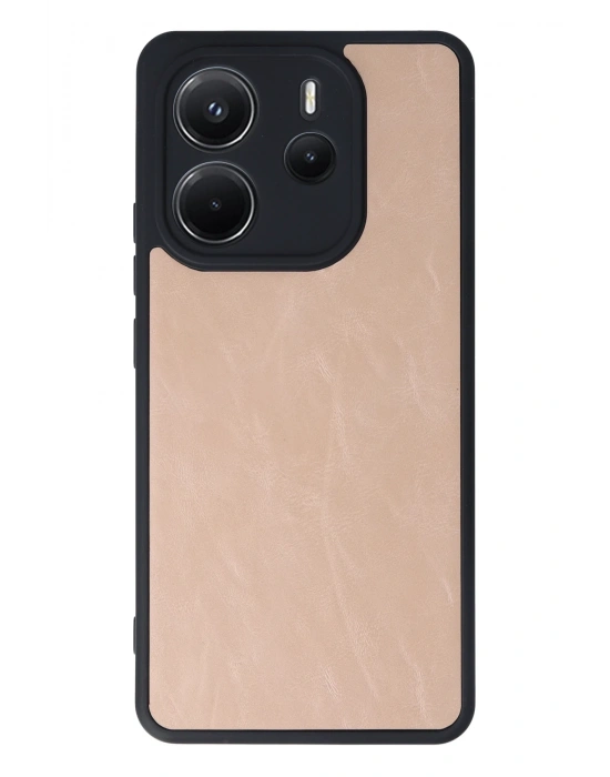 Newface Xiaomi Redmi Note 14 4G Kılıf Aras Deri Kapak - Pudra