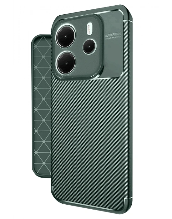 Newface Xiaomi Redmi Note 14 4G Kılıf Auto Focus Karbon Kapak - Koyu Yeşil