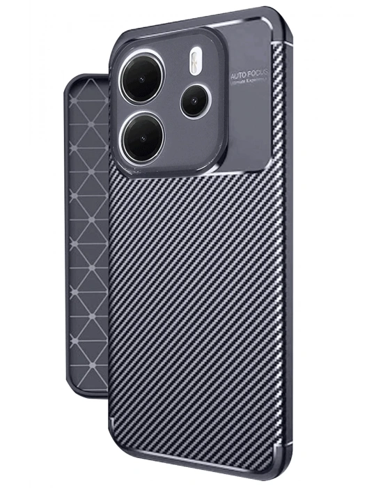 Newface Xiaomi Redmi Note 14 4G Kılıf Auto Focus Karbon Kapak - Lacivert