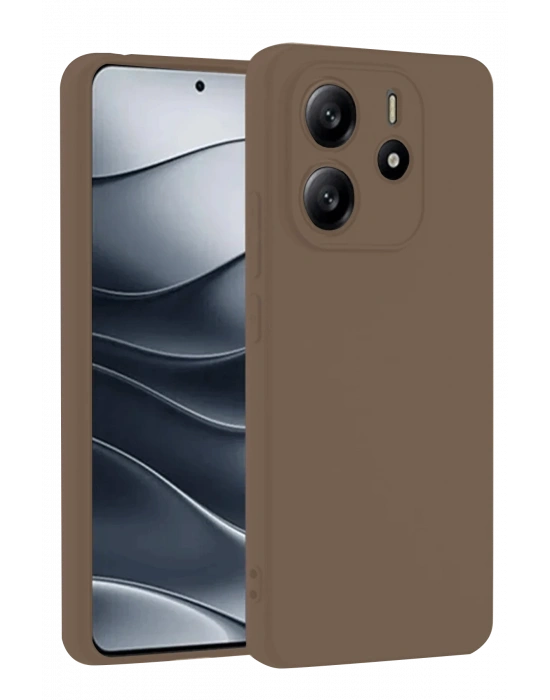 Newface Xiaomi Redmi Note 14 4G Kılıf First Silikon - Kahverengi