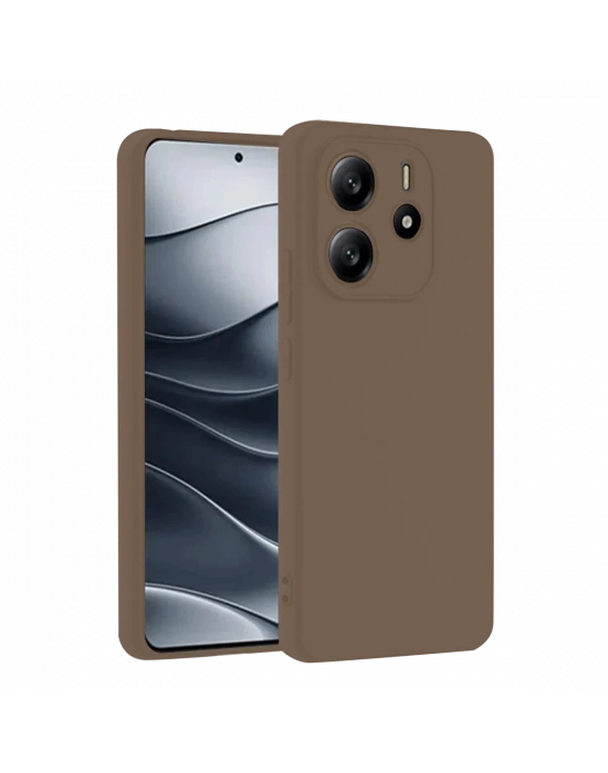 Newface Xiaomi Redmi Note 14 4G Kılıf First Silikon - Kahverengi