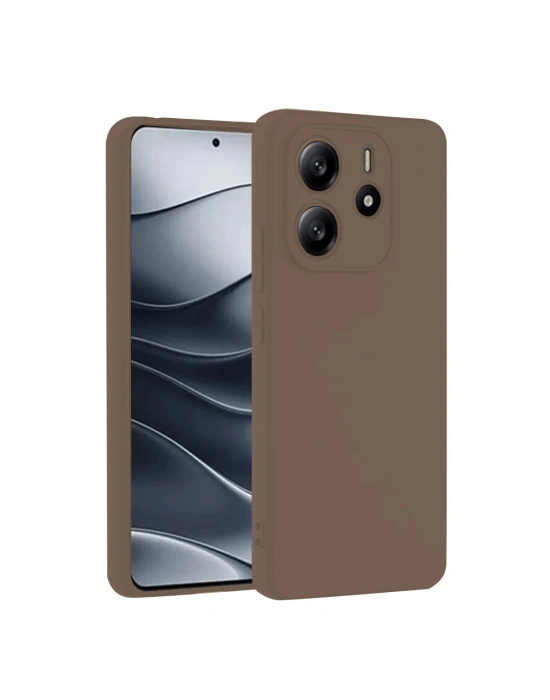 Newface Xiaomi Redmi Note 14 4G Kılıf First Silikon - Kahverengi