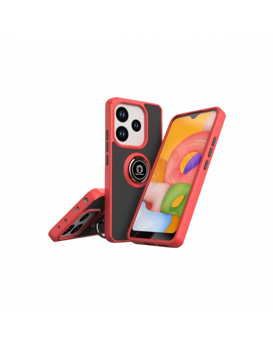 Newface Xiaomi Redmi Note 14 4G Montreal Yüzüklü Silikon Kapak - Kırmızı