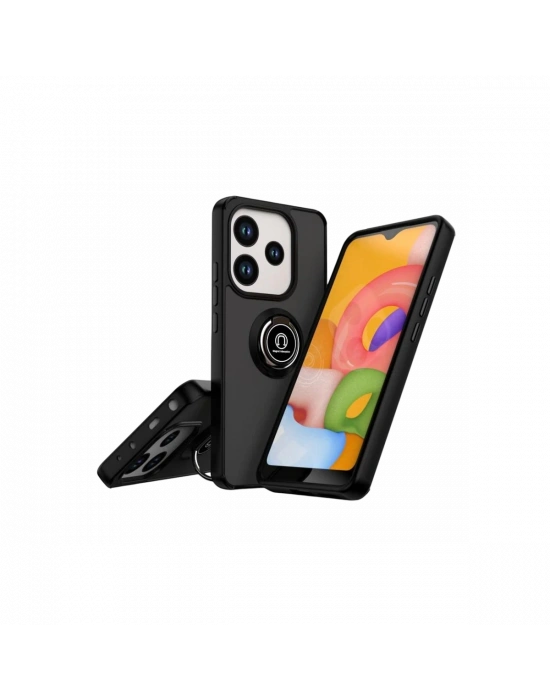 Newface Xiaomi Redmi Note 14 4G Montreal Yüzüklü Silikon Kapak - Siyah