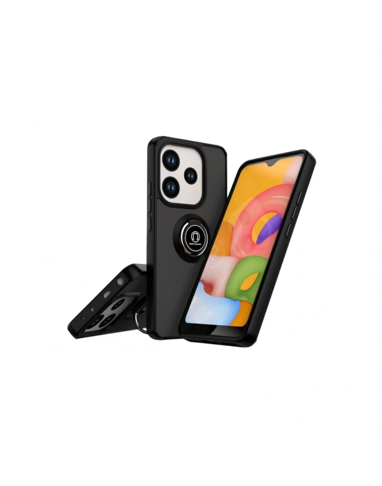 Newface Xiaomi Redmi Note 14 4G Montreal Yüzüklü Silikon Kapak - Siyah