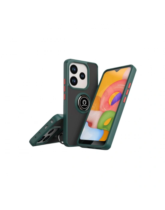 Newface Xiaomi Redmi Note 14 4G Montreal Yüzüklü Silikon Kapak - Yeşil