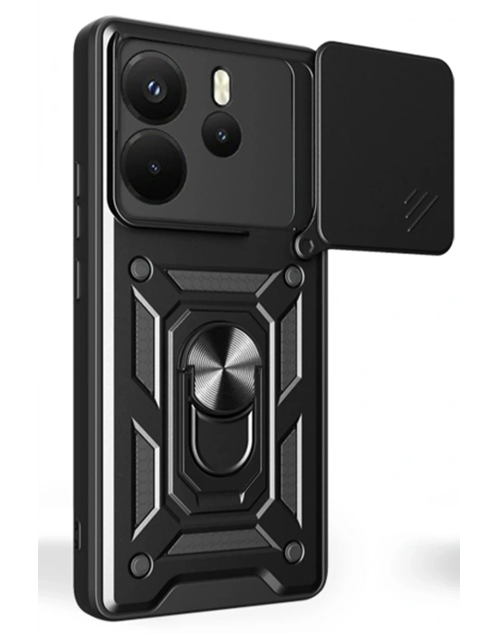 Newface Xiaomi Redmi Note 14 4G Pars Lens Yüzüklü Silikon - Siyah