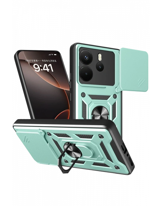 Newface Xiaomi Redmi Note 14 4G Pars Lens Yüzüklü Silikon - Yeşil