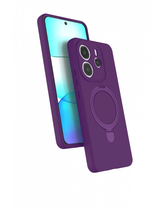 Newface Xiaomi Redmi Note 14 4G Regal Magsafe Standlı Kapak - Derin Mor