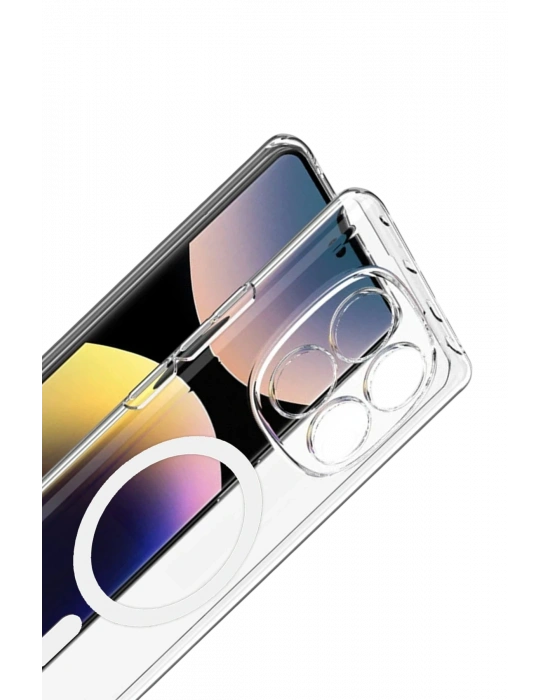 Newface Xiaomi Redmi Note 14 Pro 4G Combo Sert Şeffaf Magsafe Kapak - Şeffaf