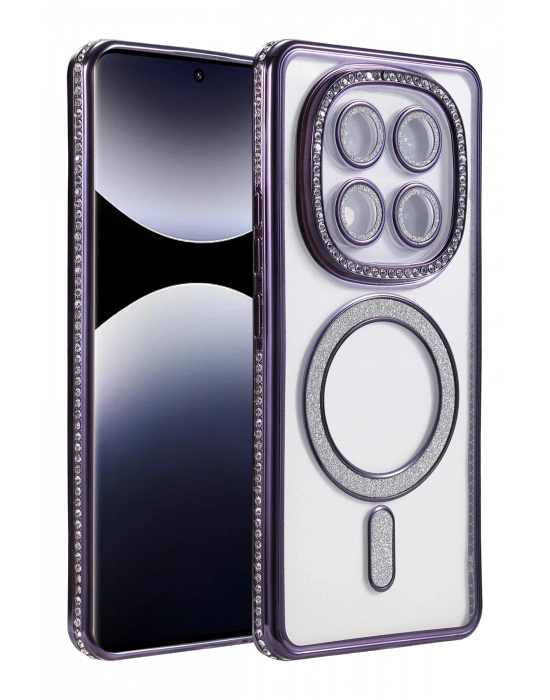 Newface Xiaomi Redmi Note 14 Pro 4G Joke Simli Magneticsafe Kılıf - Derin Mor