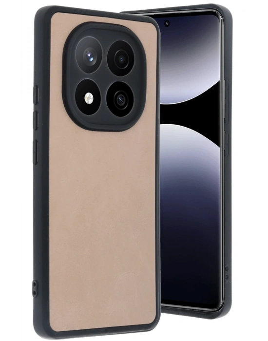 Newface Xiaomi Redmi Note 14 Pro 4G Kılıf Aras Deri Kapak - Pudra