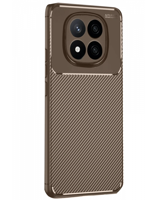 Newface Xiaomi Redmi Note 14 Pro 4G Kılıf Auto Focus Karbon Kapak - Kahverengi