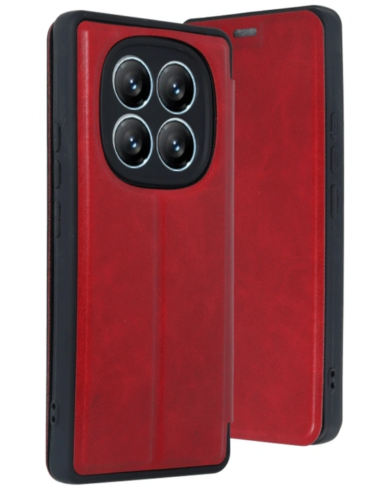 Newface Xiaomi Redmi Note 14 Pro 4G Kılıf Flip Cover - Kırmızı