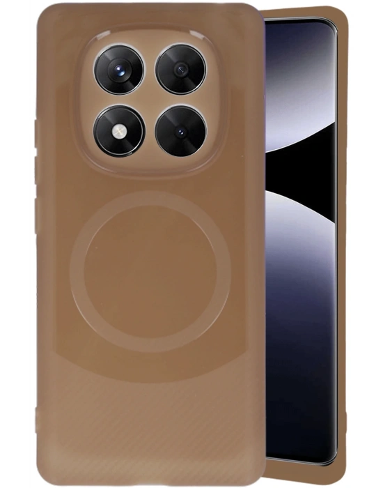 Newface Xiaomi Redmi Note 14 Pro 4G Kılıf Maya Karbon Kapak - Kahverengi