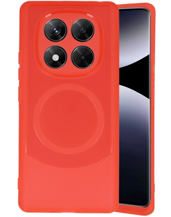 Newface Xiaomi Redmi Note 14 Pro 4G Kılıf Maya Karbon Kapak - Kırmızı