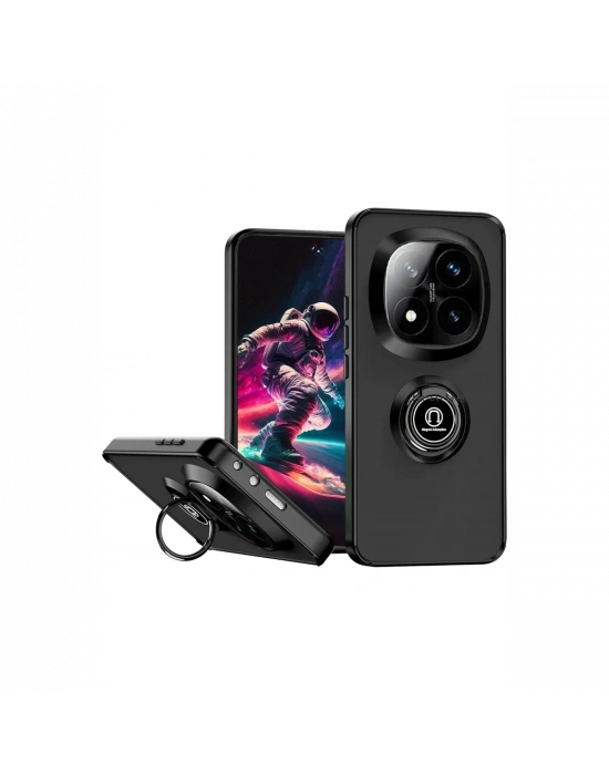 Newface Xiaomi Redmi Note 14 Pro 4G Kılıf Montreal Yüzüklü Silikon Kapak - Siyah