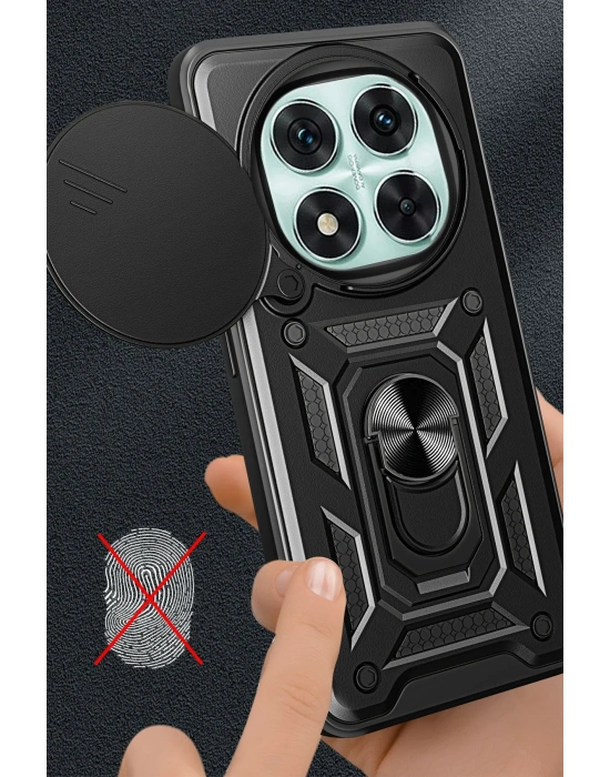 Newface Xiaomi Redmi Note 14 Pro 4G Kılıf Pars Lens Yüzüklü Silikon - Yeşil