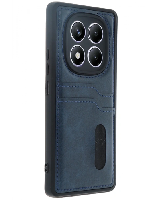 Newface Xiaomi Redmi Note 14 Pro 4G Kılıf Sara Kartvizitli Deri Kılıf - Lacivert