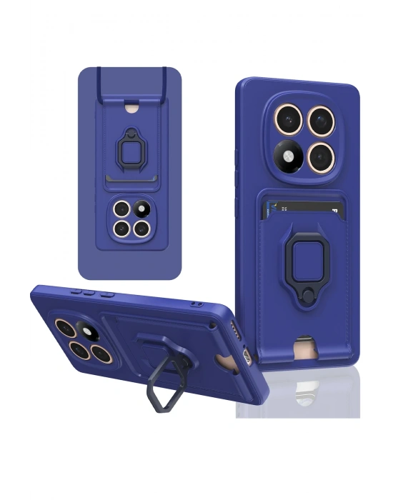 Newface Xiaomi Redmi Note 14 Pro 4G Kılıf Zuma Kartvizitli Yüzüklü Silikon - Lacivert