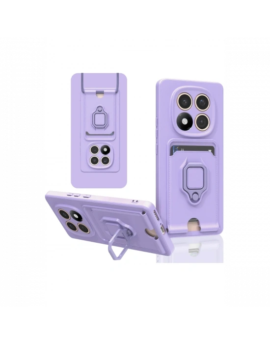 Newface Xiaomi Redmi Note 14 Pro 4G Kılıf Zuma Kartvizitli Yüzüklü Silikon - Lila