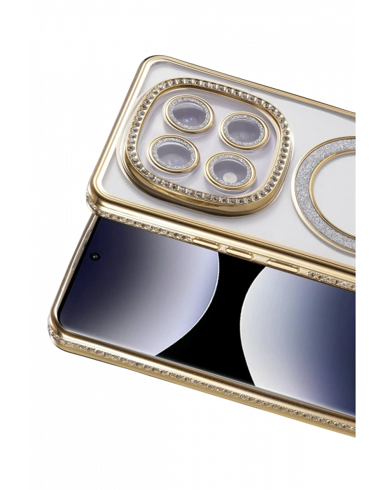 Newface Xiaomi Redmi Note 14 Pro 5G Joke Simli Magneticsafe Kılıf - Gold